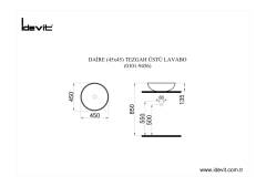 İdevit Daire Tezgah Üstü Lavabo (45*45cm) Deliksiz
