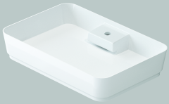 İdevit Slim Dikdörtgen Tezgah Üstü Lavabo (40*60cm) Gizli Sifonlu