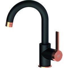 GPD Gildo Tek Gövde Lavabo Bataryası Siyah+Rose Gold MTL165-S-R