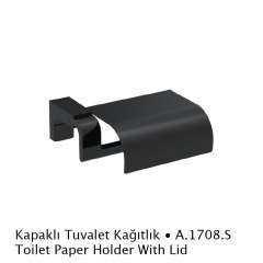 Duxxa A.1708S F1 Mat Siyah Kapaklı Tuvalet Kağıtlık