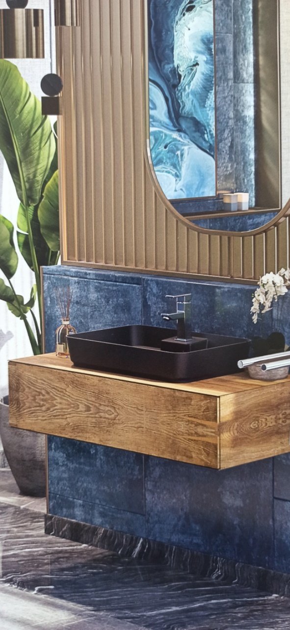 İdevit Mat Siyah Slim Dikdörtgen Tezgah Üstü Lavabo (40*60cm)