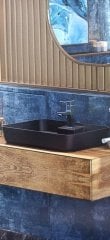 İdevit Mat Siyah Slim Dikdörtgen Tezgah Üstü Lavabo (40*60cm)