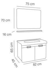 Fym New Vizyon 82 cm Antrasi Banyo Dolabı