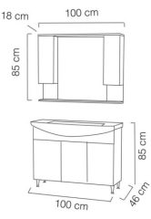 Fym New Zenon 100 cm Banyo Dolabı