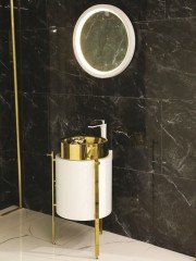 Fym Noa Beyaz Gold Lavabo(45*87)+Ayna