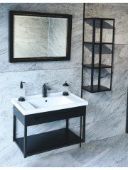 Fym Elegant Siyah(45*80*50)Lavabo+Boy Dolabı(30*22*90)+Ayna