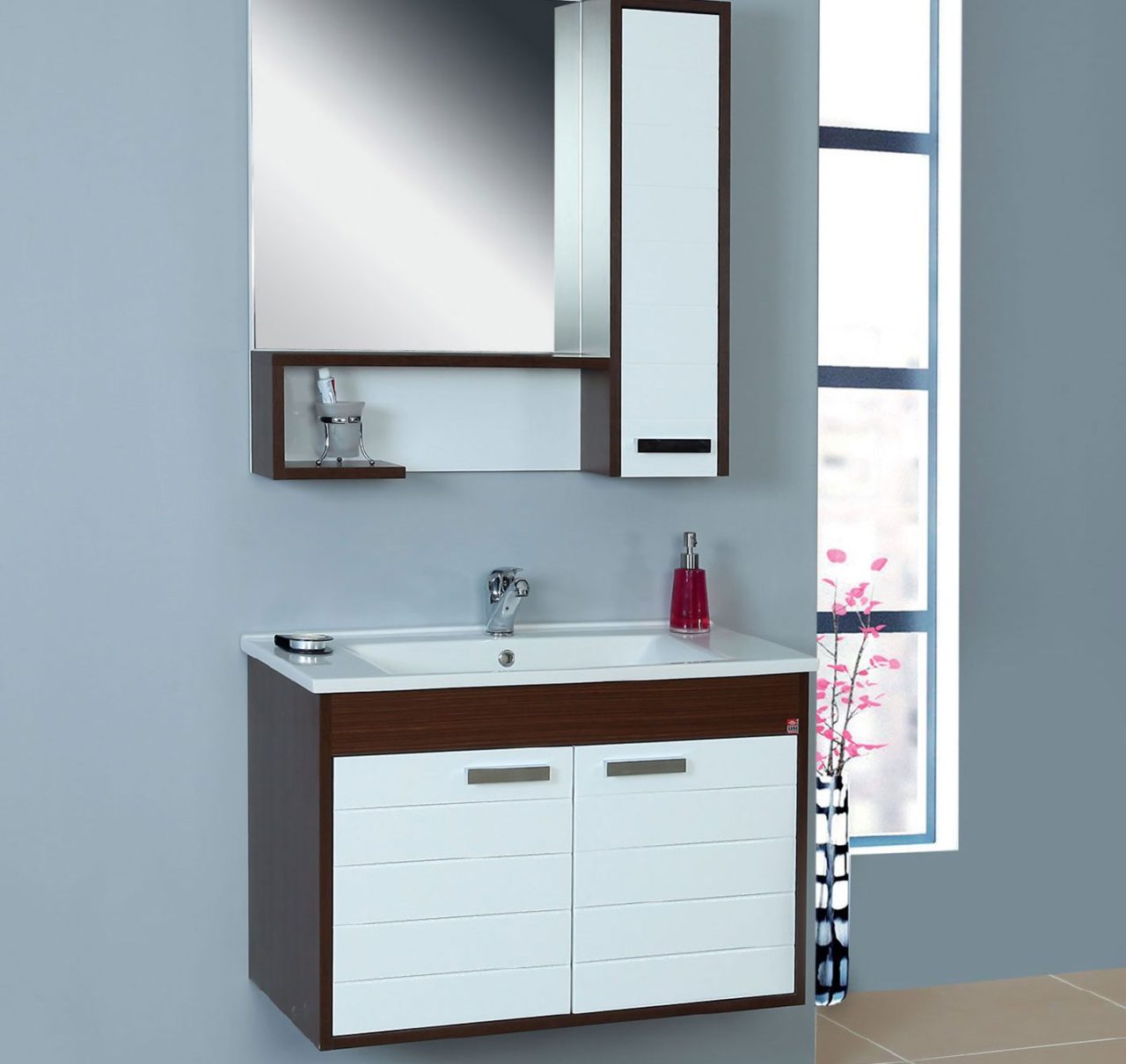 Fym Asya Ceviz 85 cm Banyo Dolabı