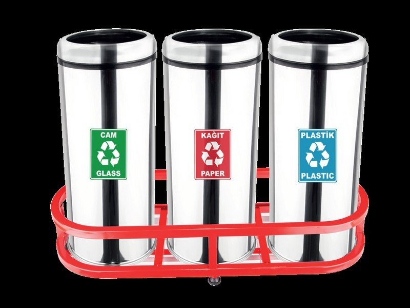 Maxiflow 13337 Bombe Kapak Krom 3 lü  Geri Dönüşüm Atık Kovası 102x27x69,5 cm