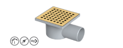 Maxiflow Ø32 Line Gold Yandan Çıkışlı 10*10 cm Yer Sifonu