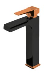 Newarc Aqua Çanak Tipi Lavabo Bataryası Siyah / Parlak Bakır