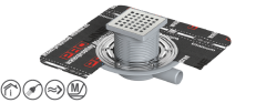 Maxiflow 14374 Yalıtım uyumlu 210mm Mebranlı Yandan Çıkışlı Ø50 10*10cm Yer Sifonu