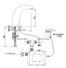 Newarc Elite Fotoselli Lavabo bataryası(ısı ara karışım musluğu dahil)