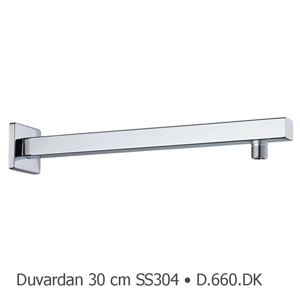 Duxxa D660.DK 40cm Ankastra Duş Başlığı Duvardan Kare Borusu