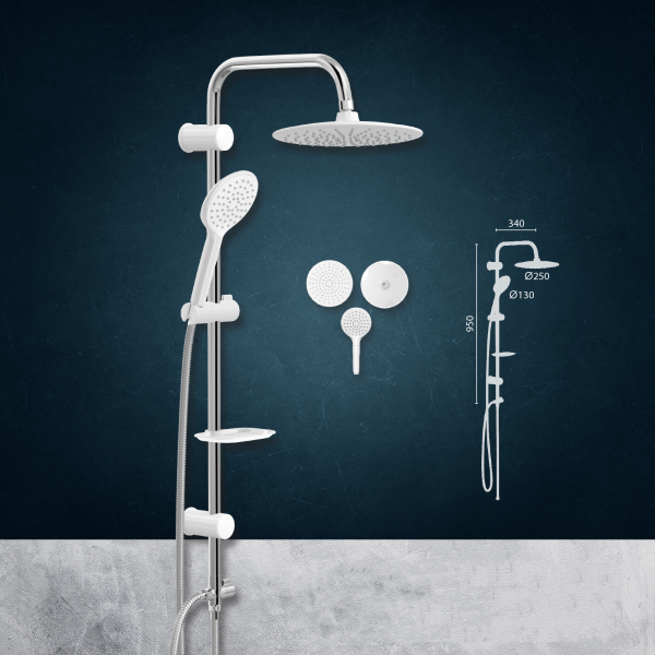 Duscheline Neo Slim Krom Beyaz - DM-3296 Tepe Duş Seti