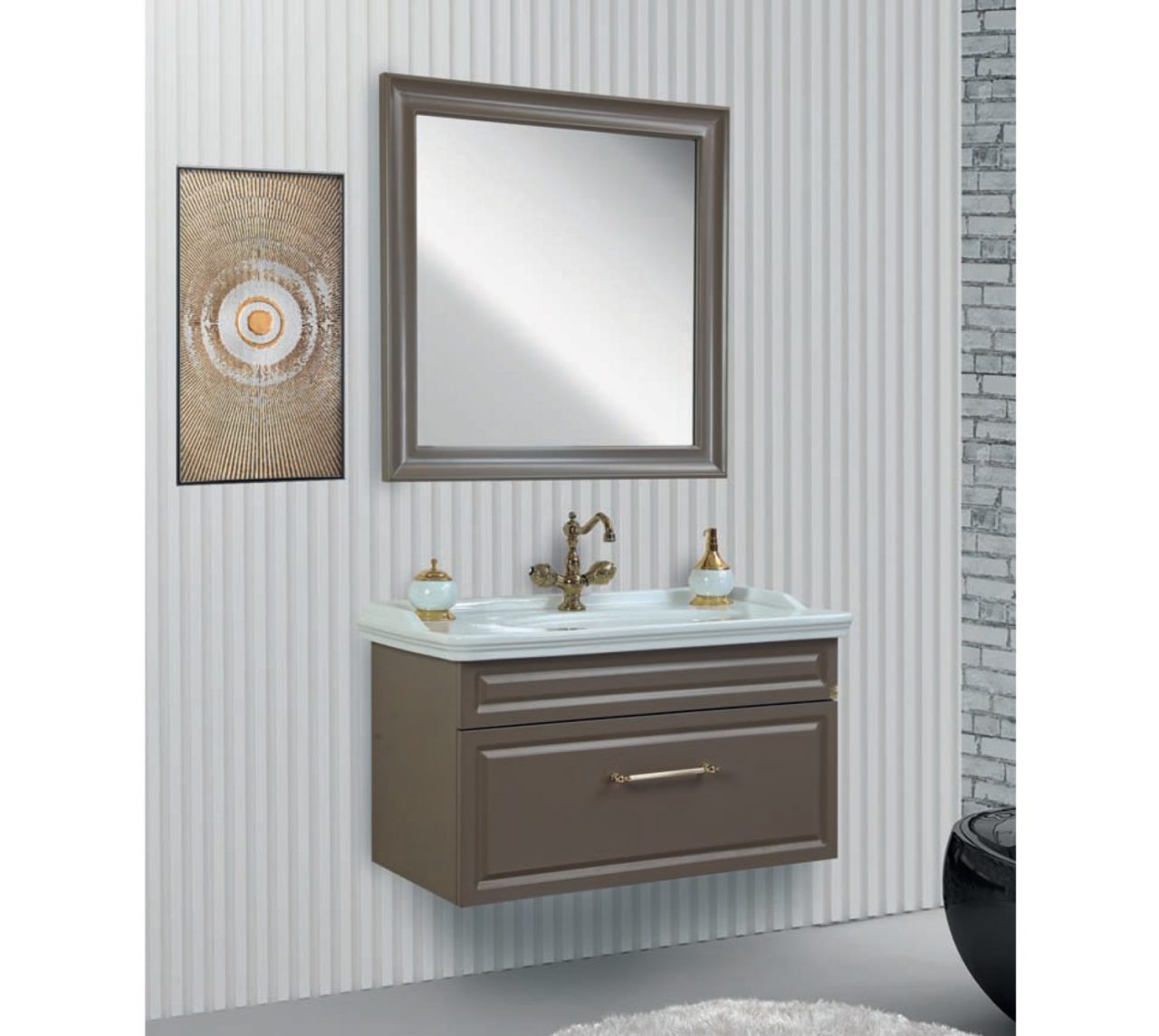 Fym Prada 80 cm(Kahverengi) Banyo Dolabı