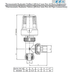 Eca TRV3 1/2 Pex Termostatik Köşe Radyatör Vanası 602120780